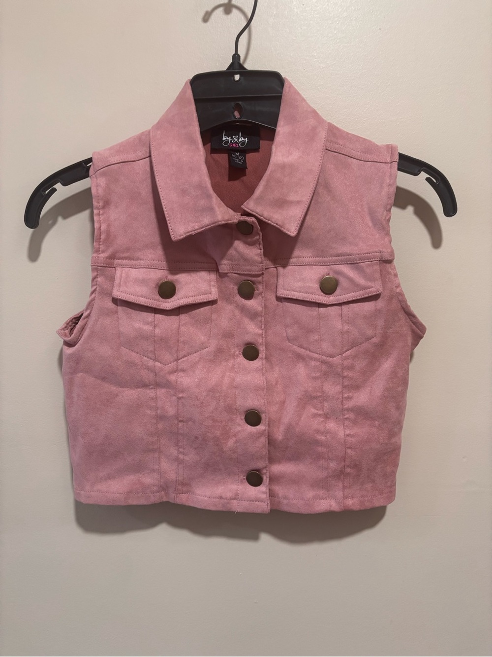 Pink Suede-Style Girls' Cropped Vest